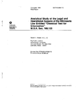 Analytical Study of the Legal and Operational Aspects of the Minnesota Law Entitled Chemical Test for Intoxication MSA Sec 169123