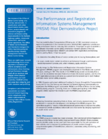 The Performance and Registration Information Systems Management PRISM Pilot Demonstration Project