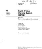 Drunk Driving Warning System DDWS Volume 1 System Concept and Description