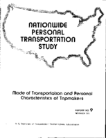 Nationwide Personal Transportation Study Mode of Transportation and Personal Characteristics of Tripmakers