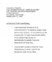 FAA Administrator James B Busey Speeches February 1990