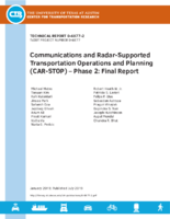 Communications and RadarSupported Transportation Operations and Planning  Phase 2 Final Report