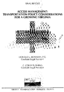 Access management  transportation policy considerations for a growing Virginia