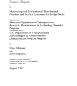 Monitoring and Evaluation of Thin Bonded Overlays and Surface Laminates for Bridge Decks