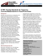 Develop Standards for Temporary Concrete Median Barrier in FloodProne Areas Project Summary