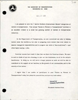 Correspondence Regarding the Salute to Women in Transportation Luncheon