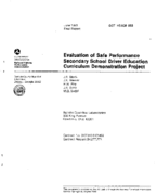 Evaluation of Safe Performance Secondary School Driver Education Curriculum Demonstration Project