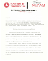 Assistant Secretary of Transportation for Policy Plans and International Affairs Robert Henri Binder Speeches 1975