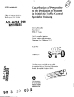 Contribution of Personality to the Prediction of Success in Initial Air Traffic Control Specialist Training