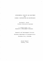 Experimental Products and Equipment for Highway Construction and Maintenance 1984