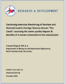 Continuing Intensive Monitoring of Nutrient and Material Load in Claridge Nursery Stream The Canal Assessing the Water Quality Impacts  Benefits of a Stream Restoration in the Coastal Plain