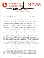 Department of Transportation News Urban Mass Transportation Administration UMTA 7625