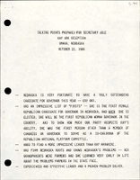 Talking Points Prepared for Secretary Dole Kay Orr Reception