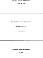 Interstate Commerce Commision Report of the Accident  Investigation Occuring on the PENNSYLVANIA HARTFORD CITY IN
