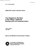 Taxi Regulatory Revision in San Diego California Background and Implementation