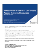 Introduction to the US DOT Public Access Policy  Resources Presentation to FAA