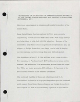 Statement of Secretary of Transportation Brinegar to the United States Shippers and Freight Forwarders