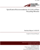 Specification Recommendations for ColdinPlace Recycling Mixtures