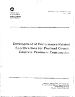 Development of PerformanceRelated Specifications for Portland Cement Concrete Pavement Construction