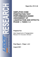 Simplified Cone Penetration Test PerformanceBased Assessment of Liquefaction and Effects Phase 1 Tasks 14