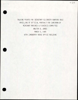 Talking Points for Secretary of Transportation Elizabeth Hanford Dole at the Unveiling of Official Portrait for Chairman of Merchant Marines amp Fisheries Committee Walter B Jones