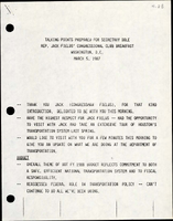 Talking Points Prepared for Secretary of Transportation Elizabeth Hanford Dole at Republican Jack Fields Congressional Club Breakfast