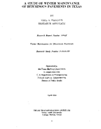 A Study of Winter Maintenance of Bituminous Pavements in Texas