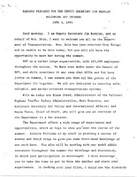 Deputy Secretary of Transportation Jim Burnley Speeches June 1985