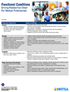 Functional Conditions DrivingRelated Fact Sheet For Medical Professionals