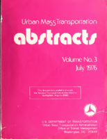 Urban Mass Transportation Abstracts  Volume No 3