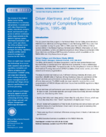 Driver Alertness and Fatigue Summary of Completed Research Projects 199598