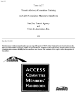 Transit Advisory Committee Training ACCESS Committee Members Handbook