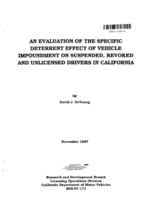 Evaluation of the specific deterrent effect of vehicle impoundment on suspended revoked and unlicensed drivers in California