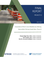 Evaluation of Work Zone Mobility by Utilizing Naturalistic Driving Study Data Phase II