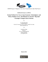 System methods for uncovering economic technological and policy enablers of an on  demand air service regional passenger transportation solution