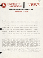 Remarks by US Secretary of Transportation John A Volpe to the Serra Club