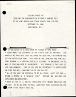 Talking Points for Secretary of Transportation Elizabeth Hanford Dole at the Hine Junior High School Fourth Year KickOff