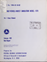 HighwayVehicleObject Simulation Model  1976 Vol 1 Users Manual