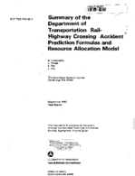 Summary of the Department of Transportation RailHighway Crossing Accident Prediction Formulas and Resource Model