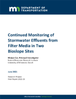 Continued Monitoring of Stormwater Effluents From Filter Media in Two Bioslope Sites