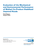 Evaluation of the Mechanical and Environmental Performance of Biofuel CoProduct Stabilized Unpaved Roads