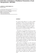Estimation and Analysis of Multifactor Productivity in Truck Transportation 1987  2003
