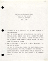 Campaign America Talking Points Thanks for Your Support