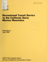 Recreational Transit Service to the California Santa Monica Mountains