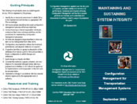 Maintaining and Sustaining System Integrity Configuration Management for Transportation Management Systems Brochure