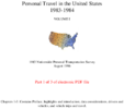 Personal Travel in the United States 19831984 Volume I 1983 Nationwide Personal Transportation Survey Chapters 15