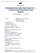 Memorandum on Space Policy Directive 5 Cybersecurity Principles for Space Systems