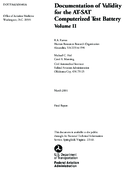 Documentation of Validity for the ATSAT Computerized Test Battery Volume 2