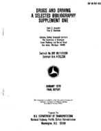 Drugs and Driving A Selected Bibliography Supplement One