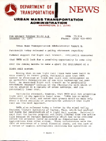 Department of Transportation News Urban Mass Transportation Administration UTMA 75114